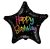 Fólia lufi fekete csillag Happy Birthday