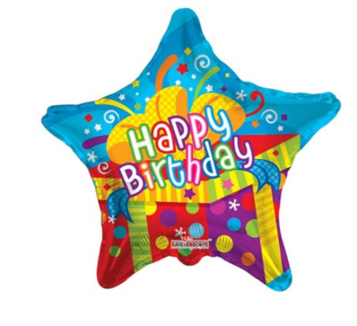 Csillag fólia lufi Happy Birthday