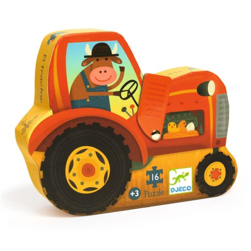 DJECO formadobozos mini puzzle - Traktor 16-db-os