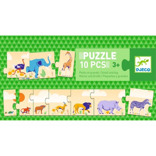 DJECO Sorozatkirakó puzzle - Kicsi és nagy, 10 db-os