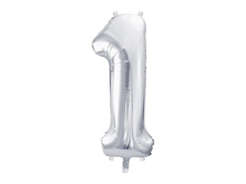 Óriás szám fólia lufi 86cm ezüst "1"