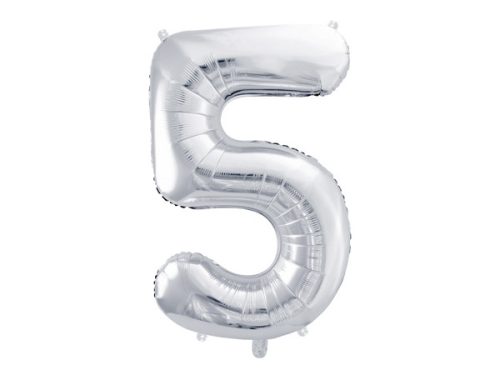 Óriás szám fólia lufi 86cm ezüst "5"