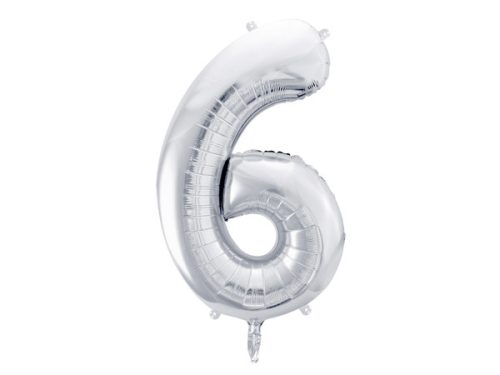 Óriás szám fólia lufi 86cm ezüst "6"