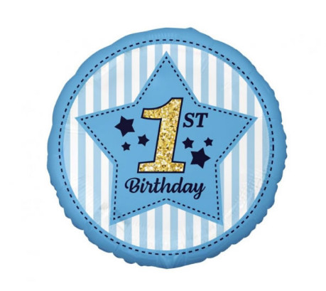Fólia lufi First Birthday kék