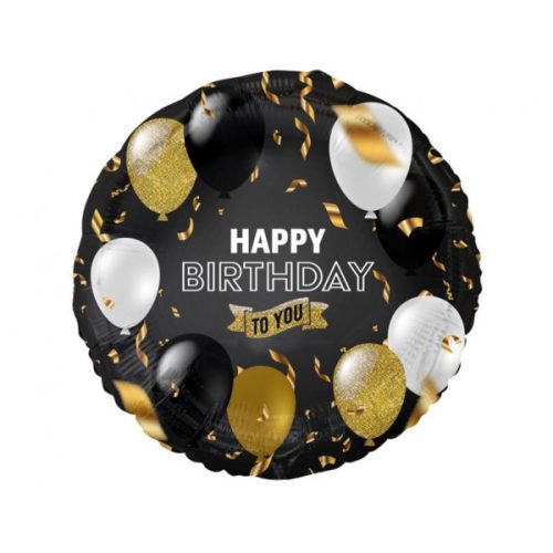 Fólia lufi kerek fekete lufis Happy Birthday